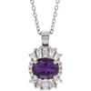 Amethyst Necklace in 14 Karat White Gold Amethyst and 0.33 Carat Diamond 16 inch Necklace