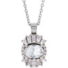 Sapphire Necklace in Platinum Sapphire and 0.33 Carat Diamond 16 inch Necklace