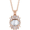 White Diamond Necklace in 14 Karat Rose Gold 1 Carat Diamond 16 inch Necklace