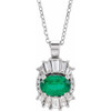Emerald Necklace in Platinum Emerald and 0.33 Carat Diamond 16 inch Necklace