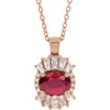 Ruby Necklace in 14 Karat Rose Gold Ruby and 0.33 Carat Diamond 16 inch Necklace