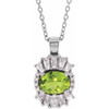 Genuine Peridot Necklace in Platinum Peridot and 0.33 Carat Diamond 16 inch Necklace