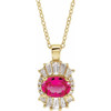 Pink Tourmaline Necklace in 14 Karat Yellow Gold Pink Tourmaline and 0.33 Carat Diamond 16 inch Necklace