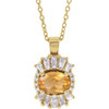 Golden Citrine Necklace in 14 Karat Yellow Gold Citrine and 0.33 Carat Diamond 16 inch Necklace