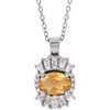 Golden Citrine Necklace in Sterling Silver Citrine and 0.33 Carat Diamond 16 inch Necklace