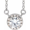 Sterling Silver 3.5 mm Round White Sapphire and .04 Carat Diamond 16 inch Necklace