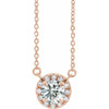 Lab Grown Diamond Necklace in 14 Karat Rose Gold 0.50 Carat Lab Grown Diamond French-Set 16 inch Necklace