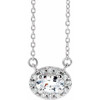 Sapphire Necklace in Sterling Silver 5x3 mm Oval White Sapphire and .05 Carat Diamond 18 inch Necklace