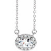 Sapphire Necklace in 14 Karat White Gold 6x4 mm Oval White Sapphire and 0.10 Carat Diamond 16 inch Necklace