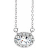 Sapphire Necklace in Platinum 7x5 mm Oval White Sapphire and 0.16 Carat Diamond 18 inch Necklace