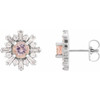 Pink Morganite Earrings in Sterling Silver Morganite and 0.75 Carat Diamond Earrings