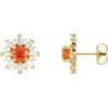 Fire Opal Earrings in 14 Karat Yellow Gold Fire Opal and 0.75 Carat Diamond Earrings