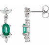 14 Karat White Gold Emerald and 0.40 Carat Diamond Earrings