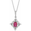 Ruby Necklace in 14 Karat White Gold Ruby and 0.37 Carat Diamond 16 inch Necklace