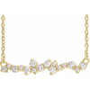 Genuine Diamond Necklace in 14 Karat Yellow Gold 0.33 Carat Diamond Scattered Bar 16 inch Necklace