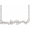 Real Diamond Necklace in Sterling Silver 0.33 Carat Diamond Scattered Bar 16 inch Necklace