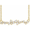 Genuine Diamond Necklace in 14 Karat Yellow Gold 0.33 Carat Diamond Scattered Bar 18 inch Necklace