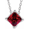 Ruby Necklace in 14 Karat White Gold Lab-Ruby Solitaire 16 inch Necklace