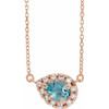 Genuine Zircon Necklace in 14 Karat Rose Gold 5x3 mm Pear Genuine Zircon and 0.12 Carat Diamond 18 inch Necklace