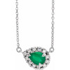 Emerald Necklace in 14 Karat White Gold 6x4 mm Pear Emerald and 0.16 Carat Diamond 18 inch Necklace