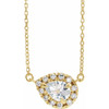 Sapphire Necklace in 14 Karat Yellow Gold 7x5 mm Pear White Sapphire and 0.16 Carat Diamond 16 inch Necklace