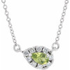 Genuine Peridot Necklace in Sterling Silver 8x5 mm Pear Peridot and 0.20 Carat Diamond 16 inch Necklace
