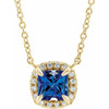 Genuine Sapphire Necklace in 14 Karat Yellow Gold Genuine Sapphire and .05 Carat Diamond 16 inch Necklace