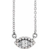Sapphire Necklace in Platinum White Sapphire and .05 Carat Diamond Halo Style 16 inch Necklace