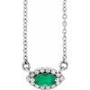 Emerald Necklace in Sterling Silver Emerald and .05 Carat Diamond Halo Style 18 inch Necklace