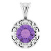 14 Karat White Gold Amethyst and 0.12 Carat Diamond Pendant