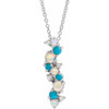 14 Karat White Gold Ethiopian Opal Turquoise and .03 Carat Diamond 16 inch Necklace