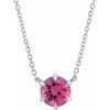 Pink Tourmaline Necklace in 14 Karat White Gold Pink Tourmaline Solitaire 16 inch Necklace