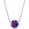 Amethyst Necklace in 14 Karat White Gold Amethyst Solitaire 18 inch Necklace