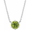 Genuine Peridot Necklace in 14 Karat White Gold Peridot Solitaire 18 inch Necklace