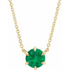 Emerald Necklace in 14 Karat Yellow Gold Emerald Solitaire 16 inch Necklace