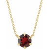 Red Garnet Necklace in 14 Karat Yellow Gold Mozambique Garnet Solitaire 18 inch Necklace