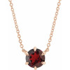 Red Garnet Necklace in 14 Karat Rose Gold Mozambique Garnet Solitaire 18 inch Necklace