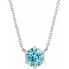 Genuine Zircon Necklace in Sterling Silver Genuine Zircon Solitaire 18 inch Necklace