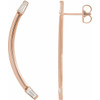14 Karat Rose Gold 0.25 Carat Diamond Curved Bar Earrings