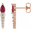 Natural Ruby Earrings in 14 Karat Rose Gold Ruby and 0.25 Carat Diamond Earrings