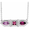 Multi-Gemstone Necklace in 14 Karat White Gold Pink Multi-Gemstone Geometric Bar 16 inch Necklace