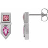 14 Karat White Gold Pink Multi Gemstone Geometric Bar Drop Earrings