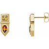 14 Karat Yellow Gold Multi Gemstone Geometric Bar Drop Earrings