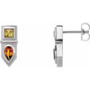 Platinum Multi Gemstone Geometric Bar Drop Earrings