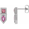 Sterling Silver Pink Multi Gemstone Geometric Bar Drop Earrings