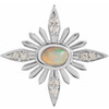 Real Sterling Silver Ethiopian Opal and .08 Carat Diamond Celestial Pendant