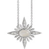 Moonstone Necklace in Platinum Rainbow Moonstone and .08 Carat Diamond Celestial 16 inch Necklace