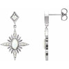 Fire Opal Earrings in 14 Karat Fire Gold Australian Opal and 0.16 Carat Diamond Celestial Earrings