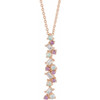 Multi-Gemstone Necklace in 14 Karat Rose Gold Ethiopian Opals, Pink Sapphires and 0.12 Carat Diamond Scattered Bar 16 inch Necklace