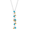 Multi-Gemstone Necklace in Platinum Honey Passion Topaz, Turquoise and 0.12 Carat Diamond Scattered Bar 16 inch Necklace